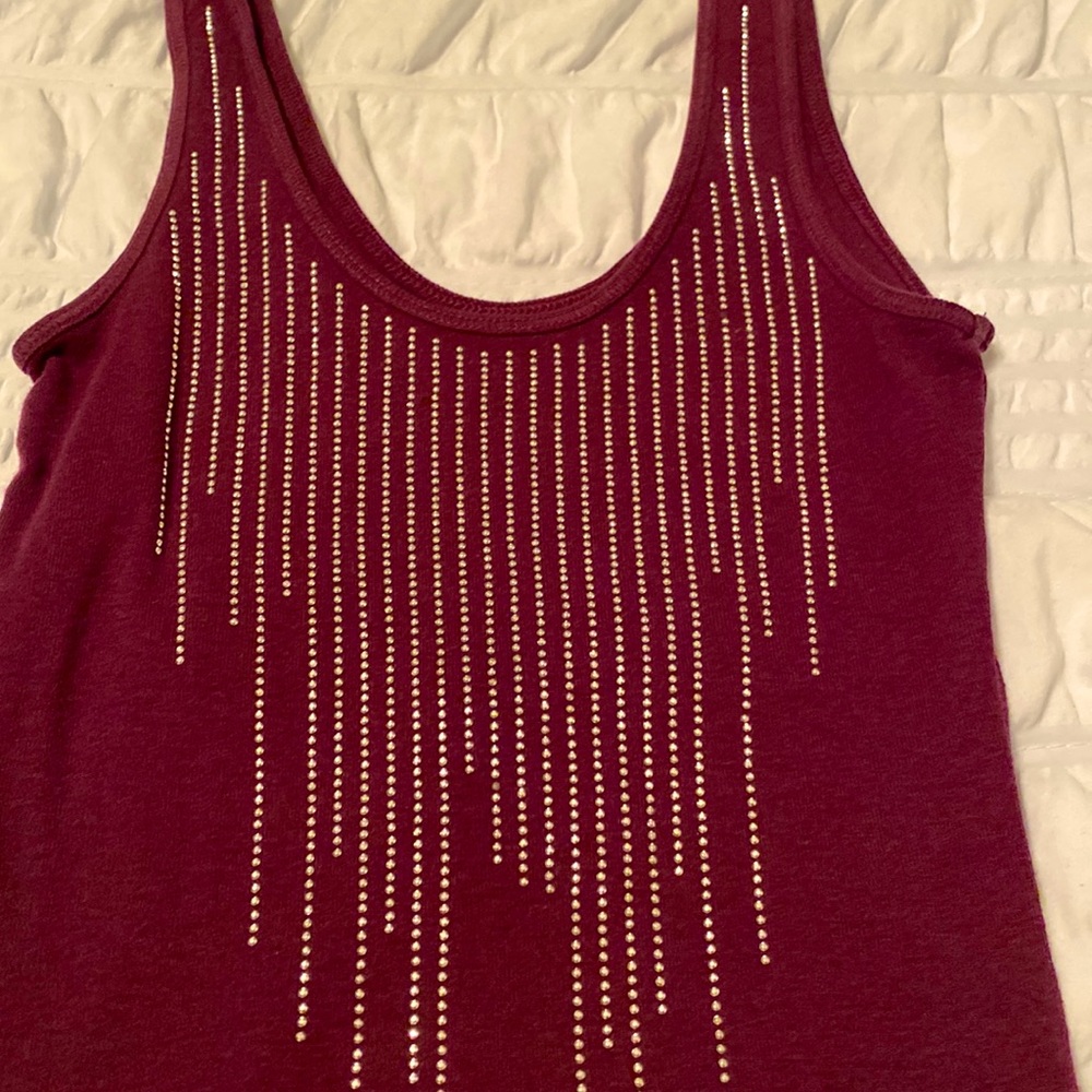 Maroon with Glitz Tank Top by Express XS